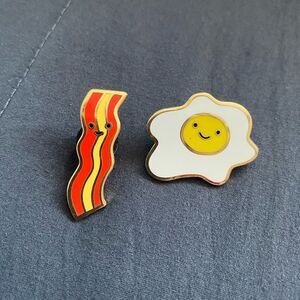 Adorable Bacon and Eggs Enamel Pin Set